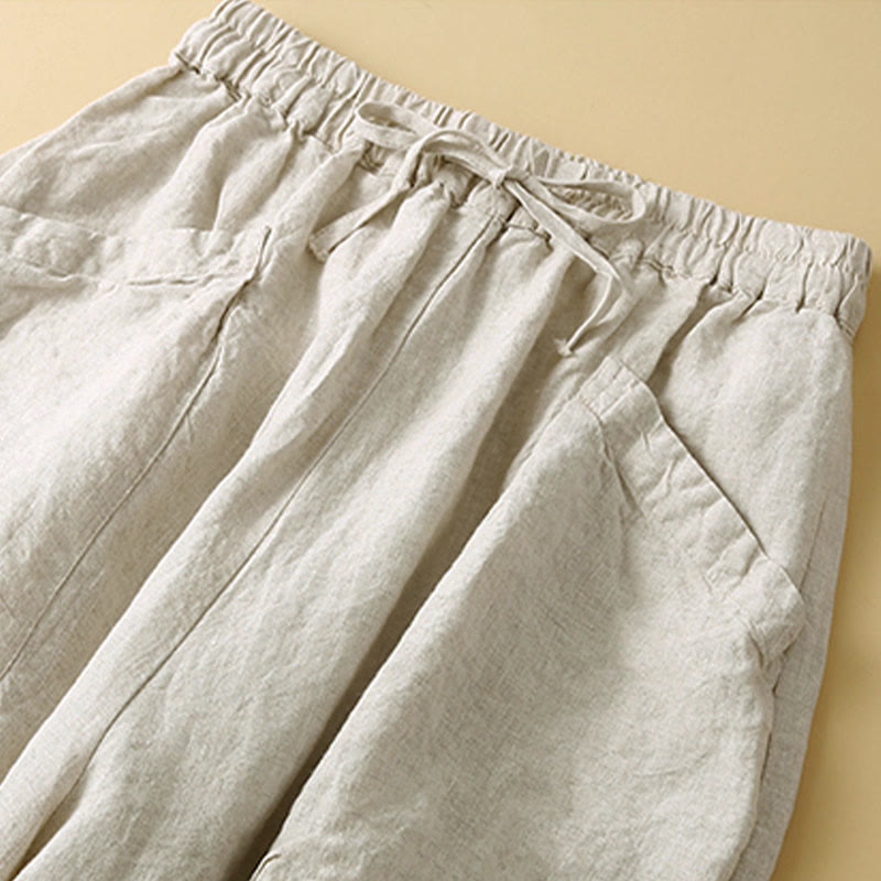 Buddha Stones Commute Damen-Haremshose aus Baumwolle, schlicht, mit Taschen - image 15