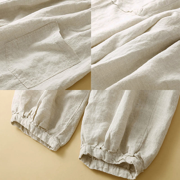 Buddha Stones Commute Damen-Haremshose aus Baumwolle, schlicht, mit Taschen - image 16