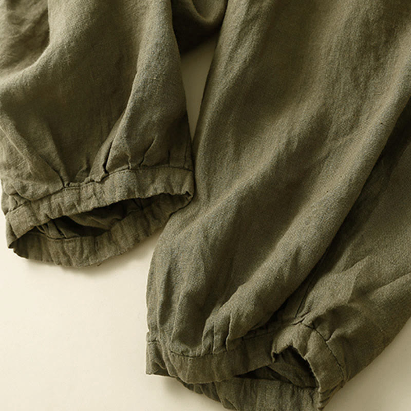 Buddha Stones Commute Damen-Haremshose aus Baumwolle, schlicht, mit Taschen - image 3