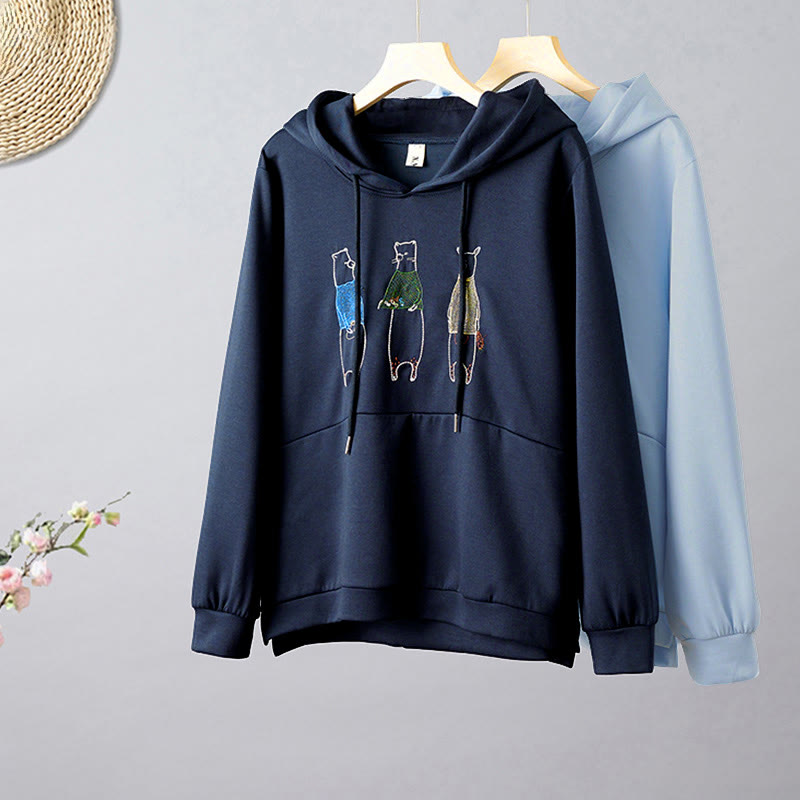 Buddha Stones ​​Herbststickerei Bär Langarm Damen-Hoodie - image 1