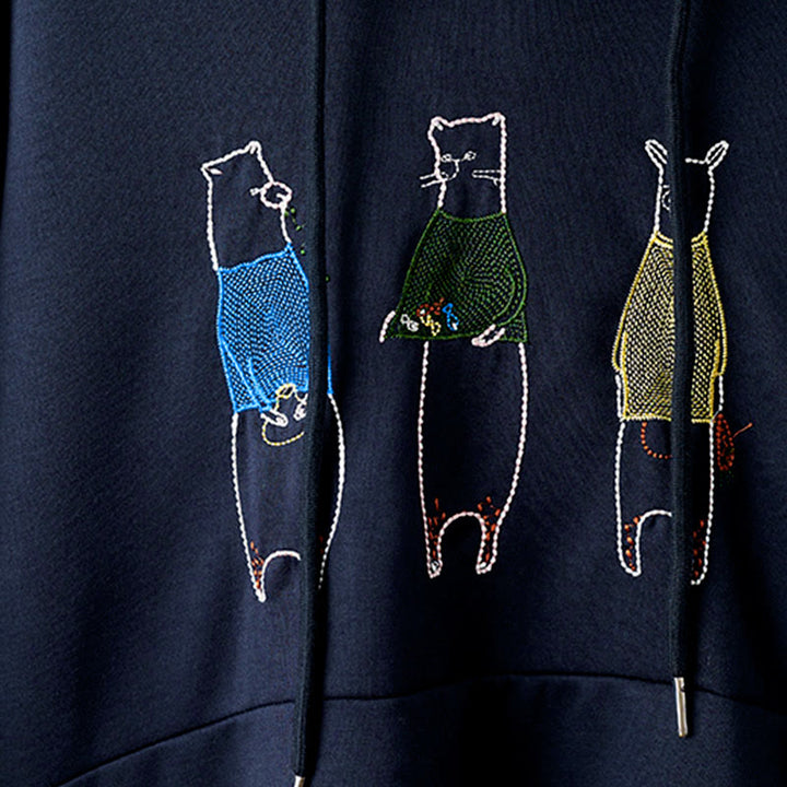 Buddha Stones ​​Herbststickerei Bär Langarm Damen-Hoodie - image 6