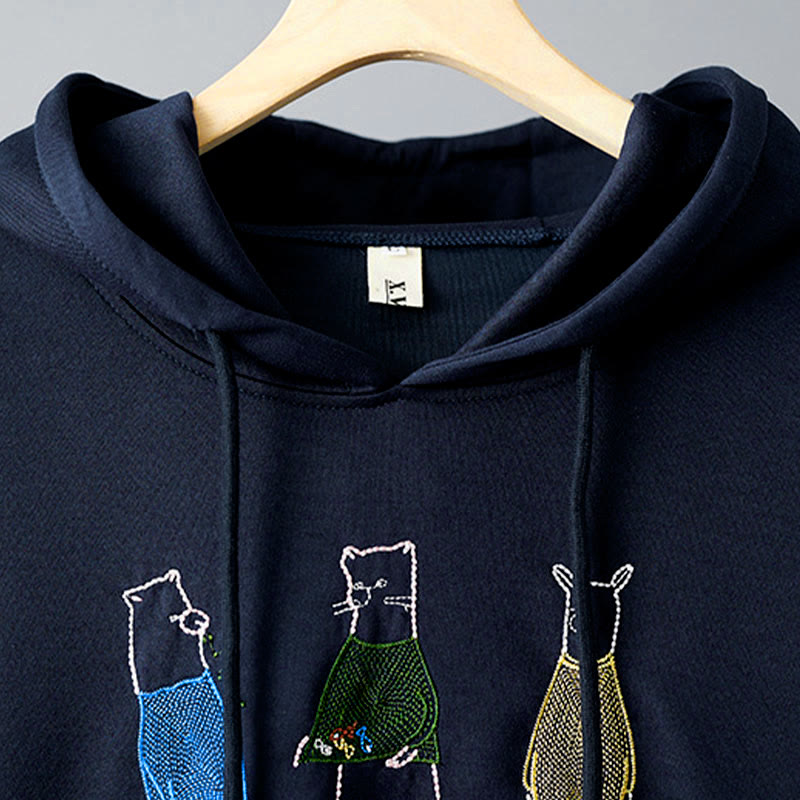 Buddha Stones ​​Herbststickerei Bär Langarm Damen-Hoodie - image 3