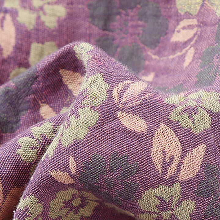 Buddha Stones 2-teiliges Pyjama-Set aus Baumwolle mit Blumenmuster, Froschknopfleiste, langen Ärmeln, Rundhalsausschnitt und Hemd sowie Hose.  - image 10