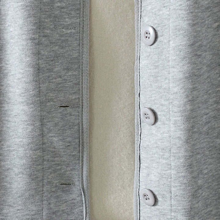 Buddha Stones Schlichte, einfarbige Damen-Baumwolljacke mit V-Ausschnitt und Knopfleiste, langärmlig - image 11
