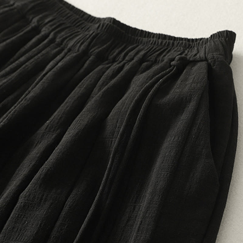 Buddha Stones Einfarbige, dicke Damenhose aus Baumwoll-Polyester-Mischgewebe mit Taschen - image 9