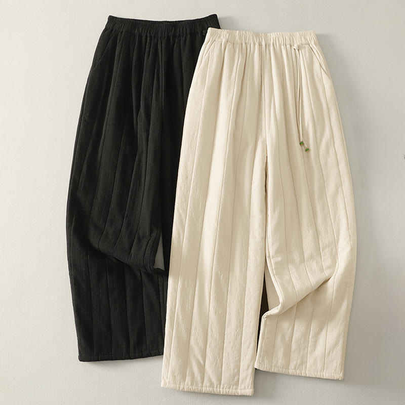 Buddha Stones Einfarbige, dicke Damenhose aus Baumwoll-Polyester-Mischgewebe mit Taschen - image 12