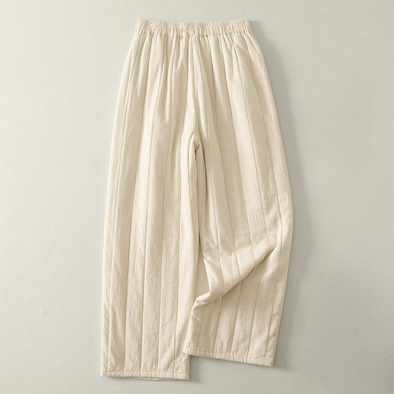 Buddha Stones Einfarbige, dicke Damenhose aus Baumwoll-Polyester-Mischgewebe mit Taschen - image 1
