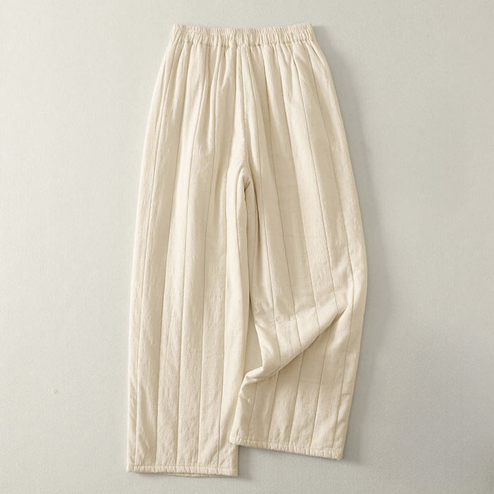 Buddha Stones Einfarbige, dicke Damenhose aus Baumwoll-Polyester-Mischgewebe mit Taschen - image 1