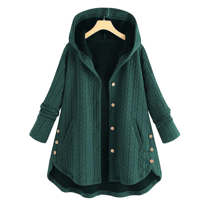 Buddha Stones ​​Herbstweizenährenmuster Damen-Langarmmantel mit Kapuze und Taschen - Dunkelcyan - US22, UK/AU26, EU54 (8XL) - image 9