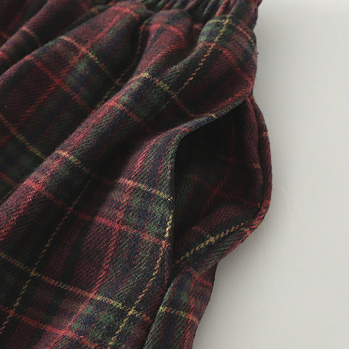 Buddha Stones Frühling/Herbst Damen Baumwollrock mit Karomuster und Taschen - image 6