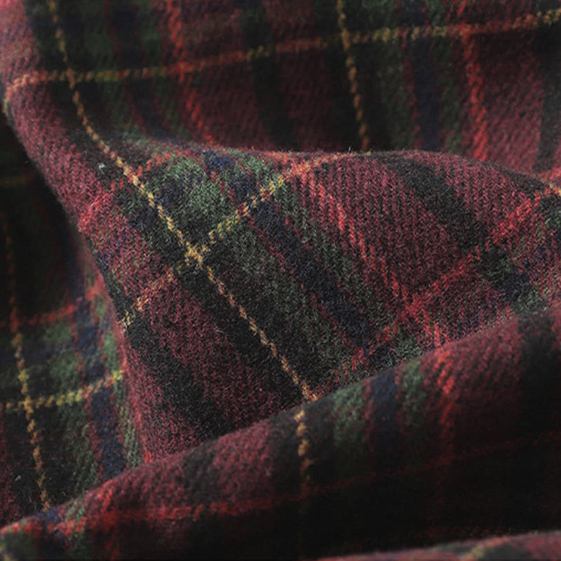 Buddha Stones Frühling/Herbst Damen Baumwollrock mit Karomuster und Taschen - image 3