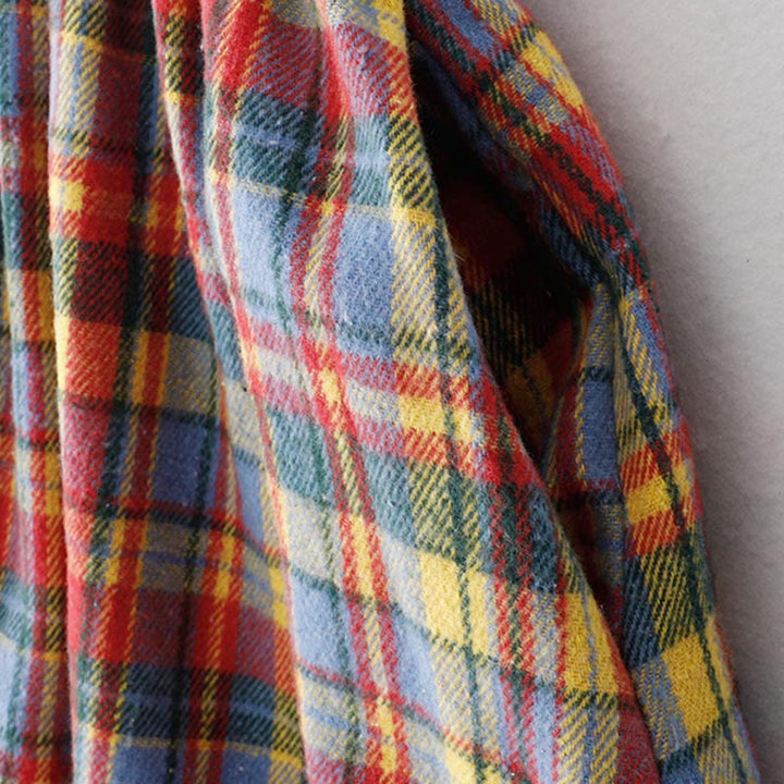 Buddha Stones Herbst/Winter Damen-Baumwollrock mit Karomuster und Taschen - image 3