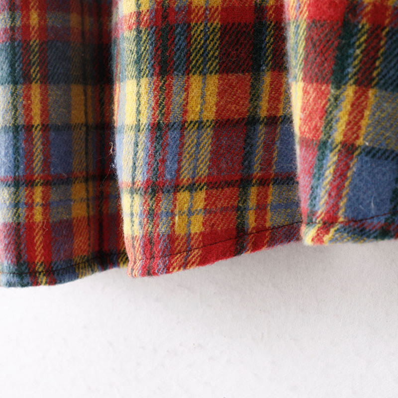 Buddha Stones Herbst/Winter Damen-Baumwollrock mit Karomuster und Taschen - image 4