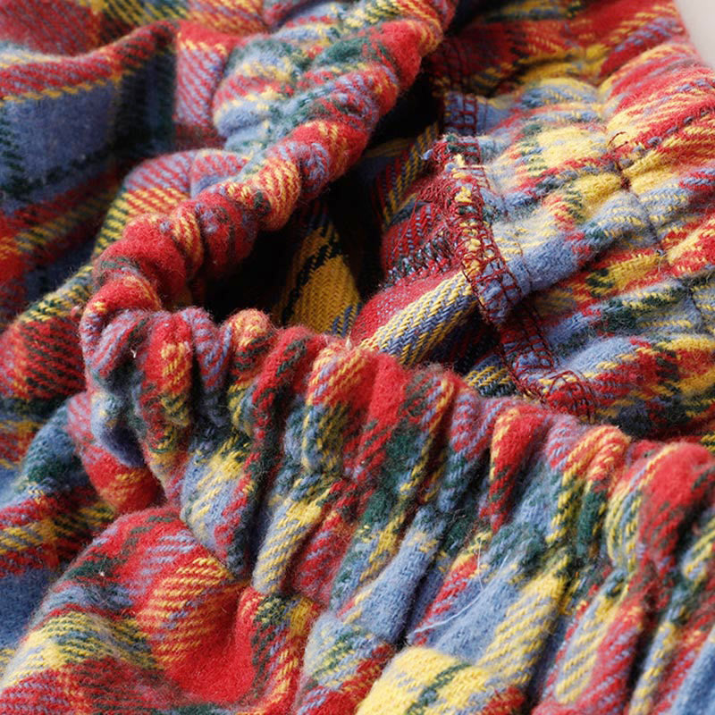 Buddha Stones Herbst/Winter Damen-Baumwollrock mit Karomuster und Taschen - image 7