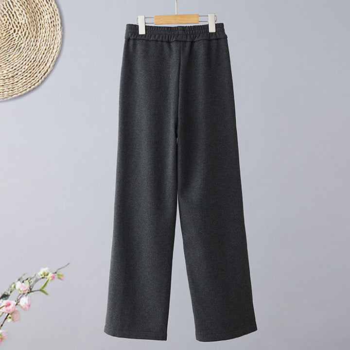 Buddha Stones Einfarbige, farblich abgesetzte, dicke Damen-Freizeithose aus Baumwolle mit Taschen - image 6