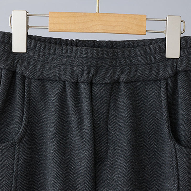 Buddha Stones Einfarbige, farblich abgesetzte, dicke Damen-Freizeithose aus Baumwolle mit Taschen - image 7
