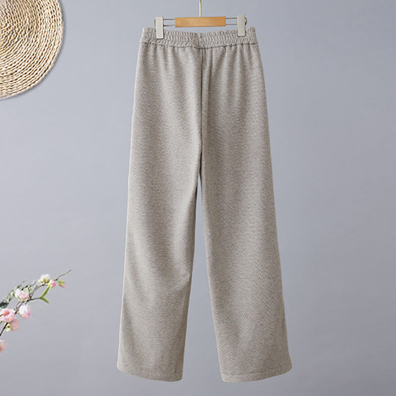 Buddha Stones Einfarbige, farblich abgesetzte, dicke Damen-Freizeithose aus Baumwolle mit Taschen - image 10