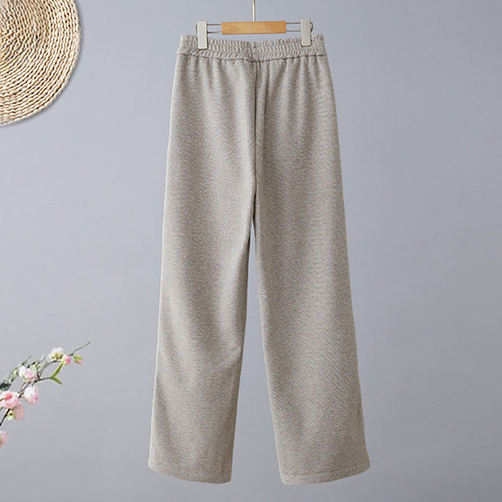 Buddha Stones Einfarbige, farblich abgesetzte, dicke Damen-Freizeithose aus Baumwolle mit Taschen - image 10