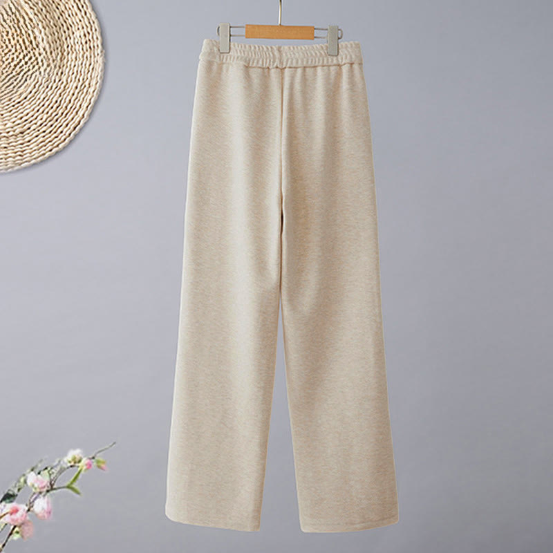 Buddha Stones Einfarbige, farblich abgesetzte, dicke Damen-Freizeithose aus Baumwolle mit Taschen - image 2