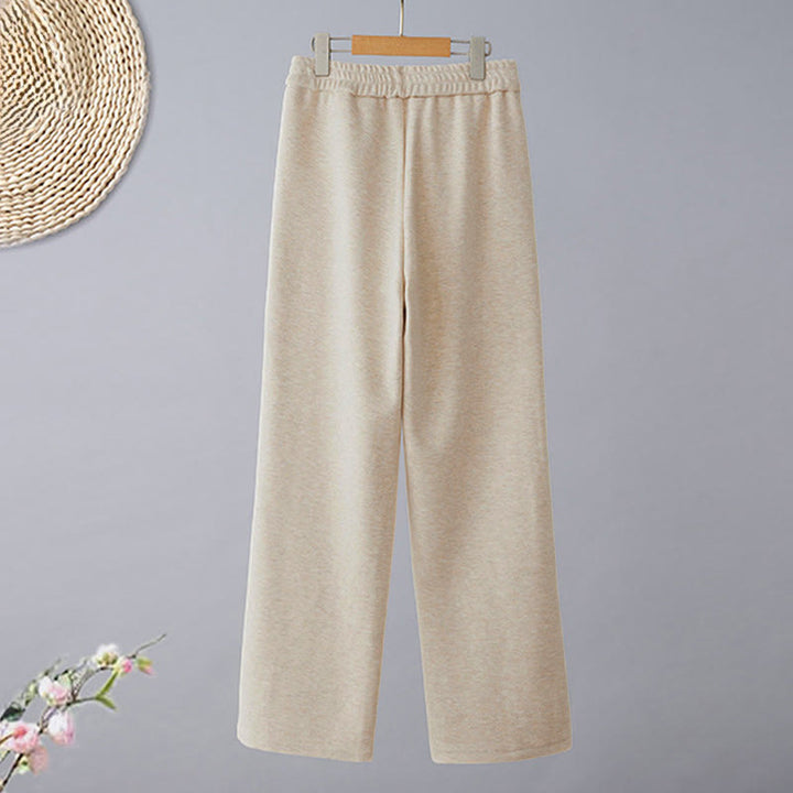 Buddha Stones Einfarbige, farblich abgesetzte, dicke Damen-Freizeithose aus Baumwolle mit Taschen - image 2