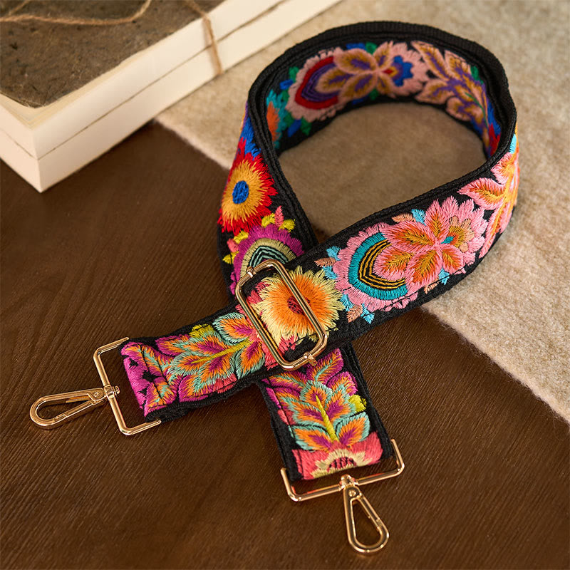 Buddha Stones, mehrfarbige Blumenstickerei, verstellbare Handtaschen, Umhängetaschen, Schultertaschenriemen - image 3