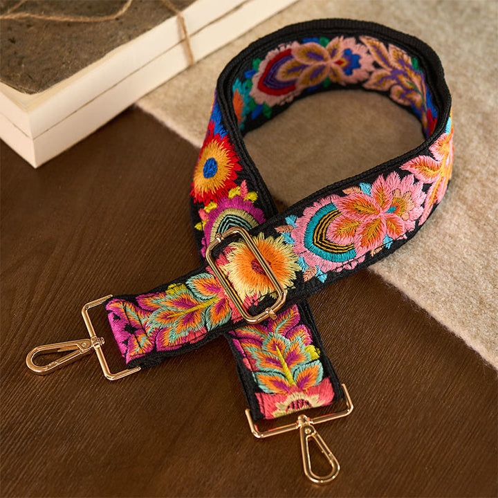 Buddha Stones, mehrfarbige Blumenstickerei, verstellbare Handtaschen, Umhängetaschen, Schultertaschenriemen - image 3