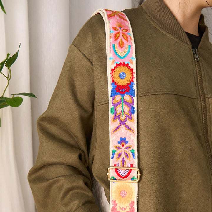 Buddha Stones, mehrfarbige Blumenstickerei, verstellbare Handtaschen, Umhängetaschen, Schultertaschenriemen - image 18