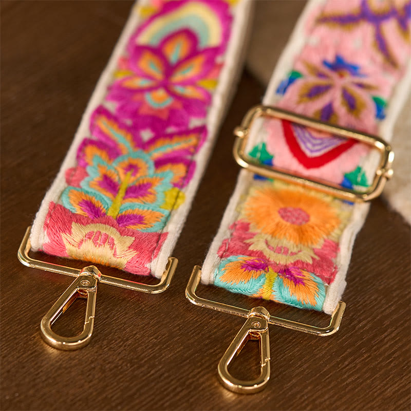 Buddha Stones, mehrfarbige Blumenstickerei, verstellbare Handtaschen, Umhängetaschen, Schultertaschenriemen - image 15