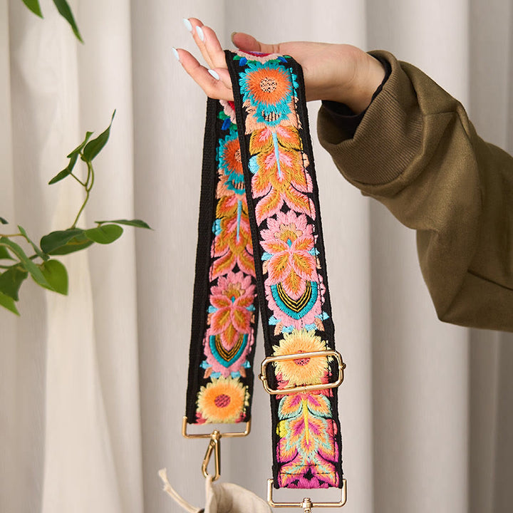 Buddha Stones, mehrfarbige Blumenstickerei, verstellbare Handtaschen, Umhängetaschen, Schultertaschenriemen - image 2