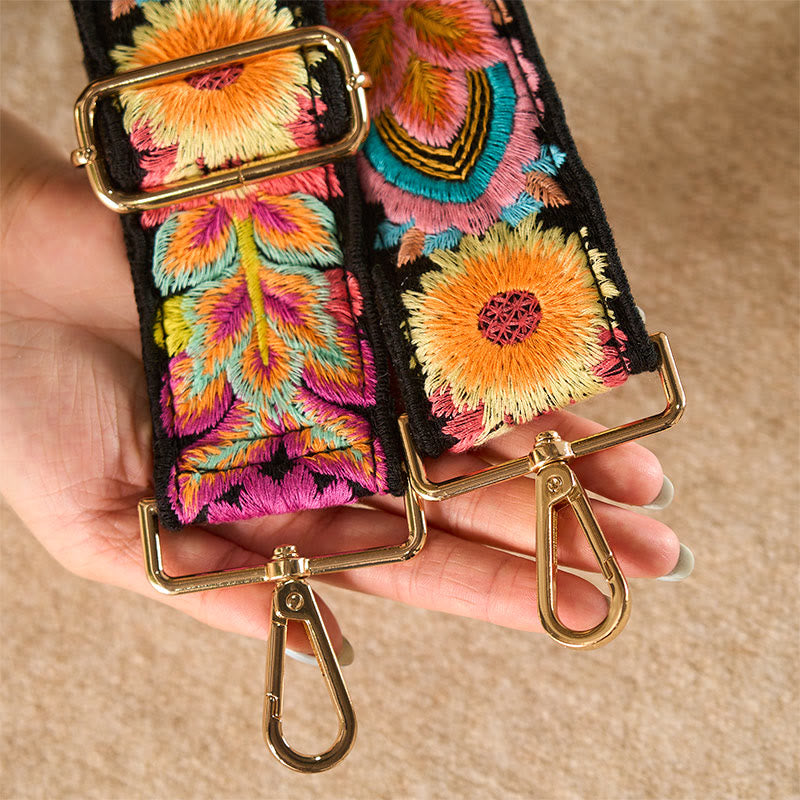 Buddha Stones, mehrfarbige Blumenstickerei, verstellbare Handtaschen, Umhängetaschen, Schultertaschenriemen - image 6