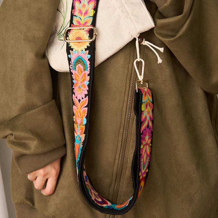 Buddha Stones, mehrfarbige Blumenstickerei, verstellbare Handtaschen, Umhängetaschen, Schultertaschenriemen - image 9