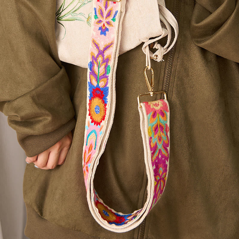 Buddha Stones, mehrfarbige Blumenstickerei, verstellbare Handtaschen, Umhängetaschen, Schultertaschenriemen - image 17