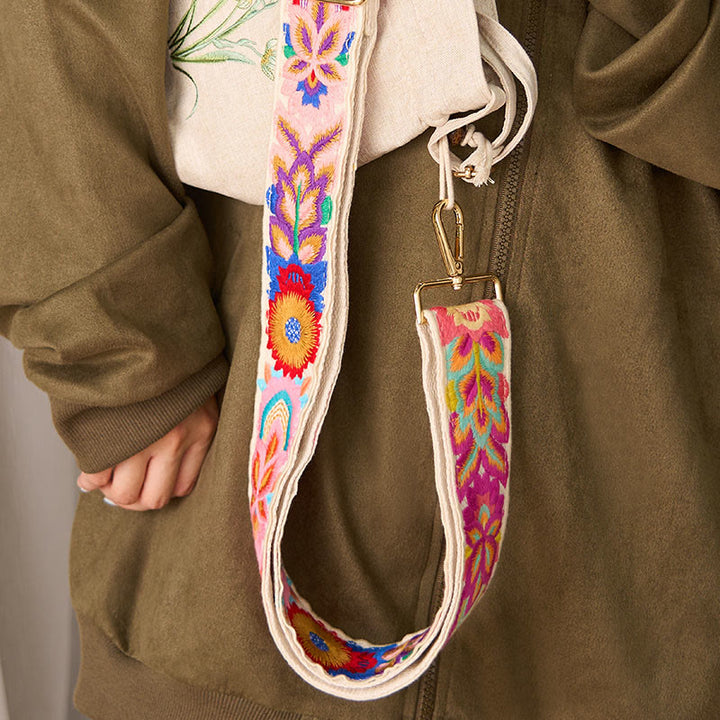 Buddha Stones, mehrfarbige Blumenstickerei, verstellbare Handtaschen, Umhängetaschen, Schultertaschenriemen - image 17
