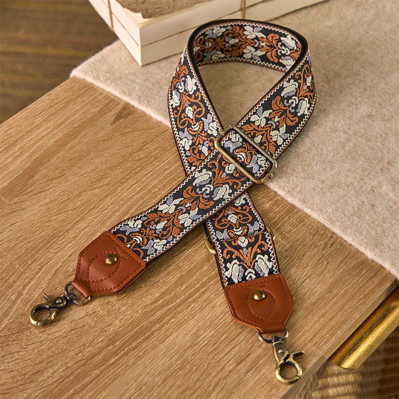 Buddha Stones, Blumen, geometrische Stickerei, verstellbare Handtaschen-, Umhängetaschen- und Schultergurte, Ersatz - Braun - 80-140 cm * 5 cm - image 0