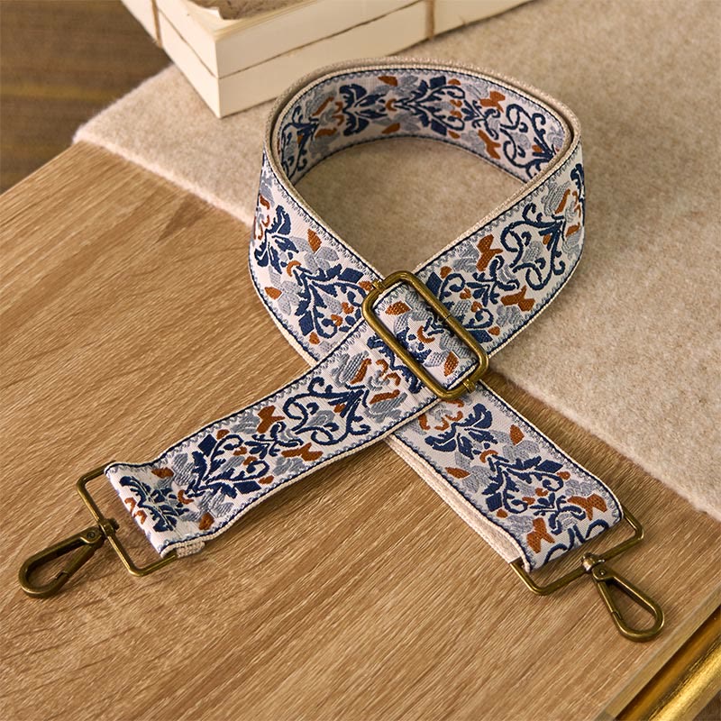 Buddha Stones, böhmische Blumen, geometrische Stickerei, verstellbare Handtaschen, Umhängetaschen, Schultertaschen, Ersatzriemen - Beige - 75-135 cm * 5 cm - image 0