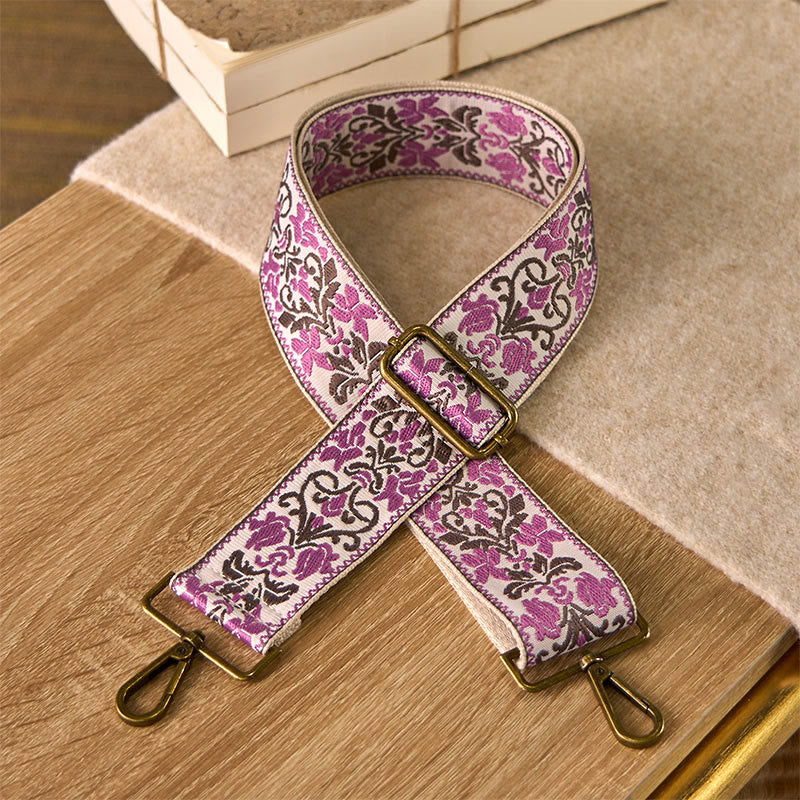 Buddha Stones, böhmische Blumen, geometrische Stickerei, verstellbare Handtaschen, Umhängetaschen, Schultertaschen, Ersatzriemen - Rosa - 75-135 cm * 5 cm - image 7