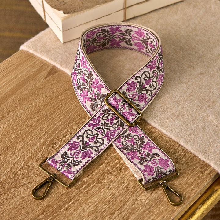 Buddha Stones, böhmische Blumen, geometrische Stickerei, verstellbare Handtaschen, Umhängetaschen, Schultertaschen, Ersatzriemen - Rosa - 75-135 cm * 5 cm - image 7