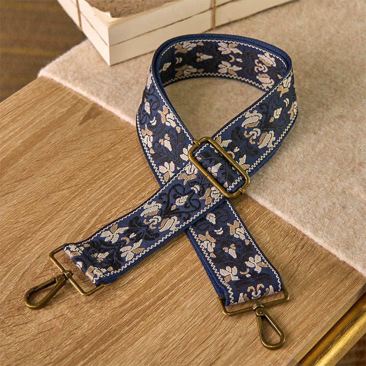 Buddha Stones, böhmische Blumen, geometrische Stickerei, verstellbare Handtaschen, Umhängetaschen, Schultertaschen, Ersatzriemen - SteelBlue - 75-135 cm * 5 cm - image 5