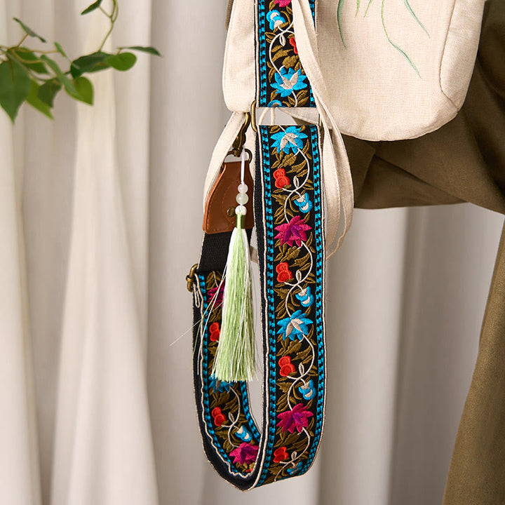 Buddha Stones, böhmische Blumenranken-Stickerei, geometrische Stickerei, verstellbare Handtaschen-, Umhängetaschen- und Schulterriemen, Ersatzriemen - image 5
