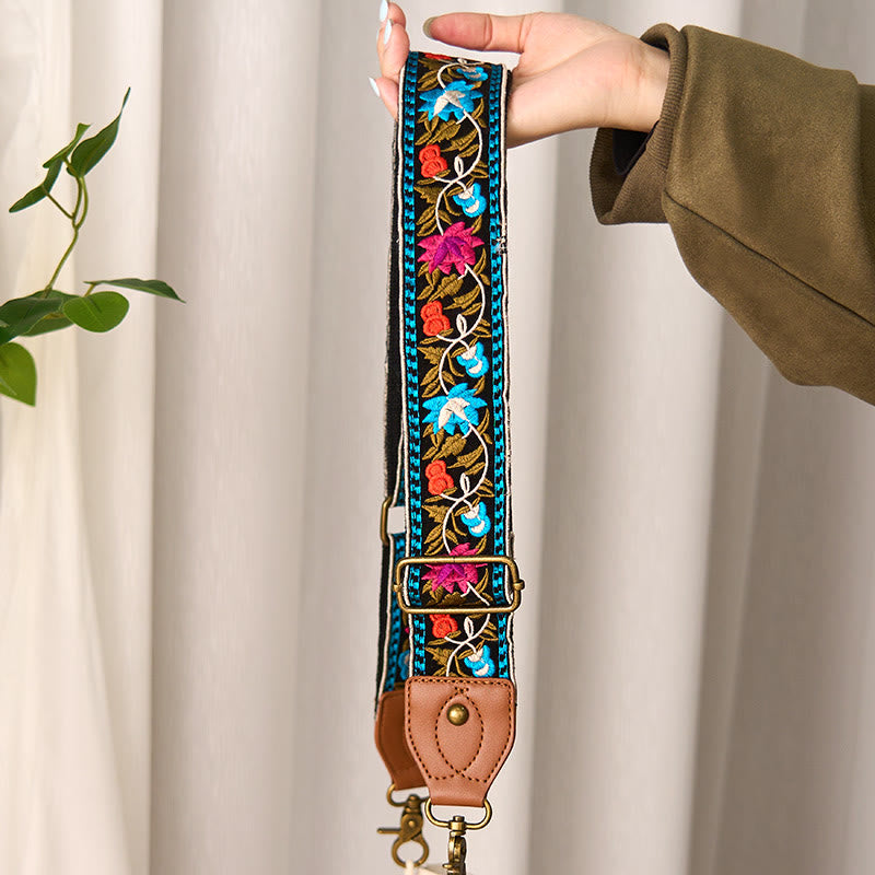 Buddha Stones, böhmische Blumenranken-Stickerei, geometrische Stickerei, verstellbare Handtaschen-, Umhängetaschen- und Schulterriemen, Ersatzriemen - image 4