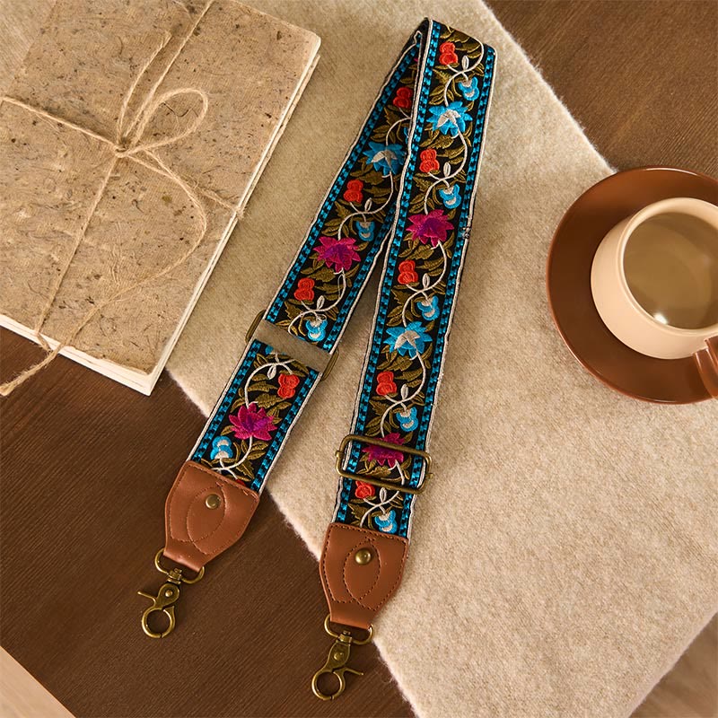 Buddha Stones, böhmische Blumenranken-Stickerei, geometrische Stickerei, verstellbare Handtaschen-, Umhängetaschen- und Schulterriemen, Ersatzriemen - image 1