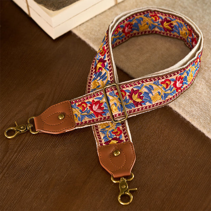 Buddha Stones, böhmische Blumenranken-Stickerei, geometrische Stickerei, verstellbare Handtaschen-, Umhängetaschen- und Schulterriemen, Ersatzriemen - Gelbbraun - 75-135 cm * 5 cm - image 8