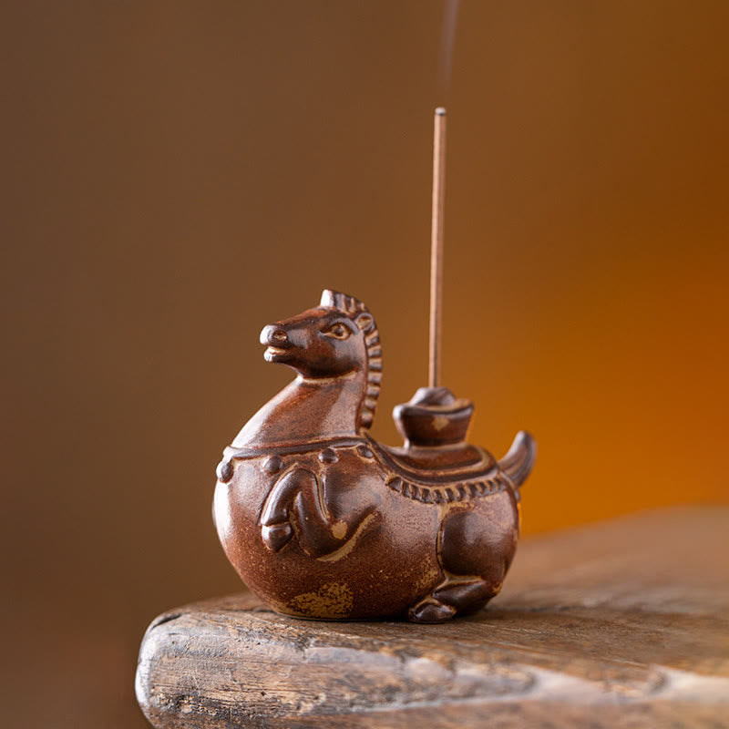 Buddha Stones ​​Jahr des Pferdes 2026 Neujahrs-Glücksbarren-Räuchergefäß - Braunes Pferd (7,6 x 4,1 x 6,9 cm) - image 12