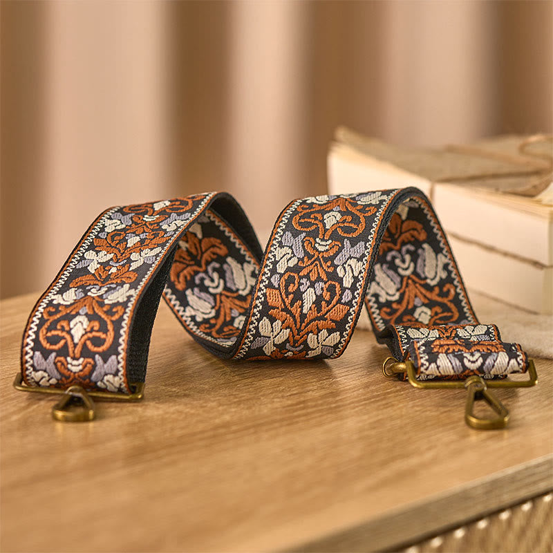 Buddha Stones Bohemian braune Blumenranken verstellbare Handtaschen-Schulterriemen / Umhängetaschen-Trageriemen (Ersatz) - image 2