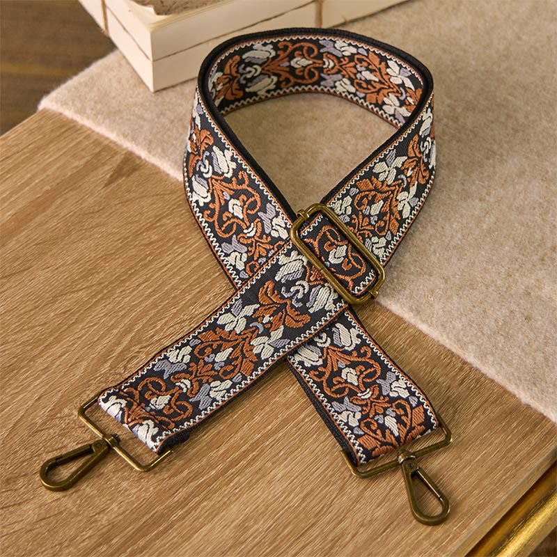 Buddha Stones Bohemian braune Blumenranken verstellbare Handtaschen-Schulterriemen / Umhängetaschen-Trageriemen (Ersatz) - Braun - 70-135 cm * 5 cm - image 0