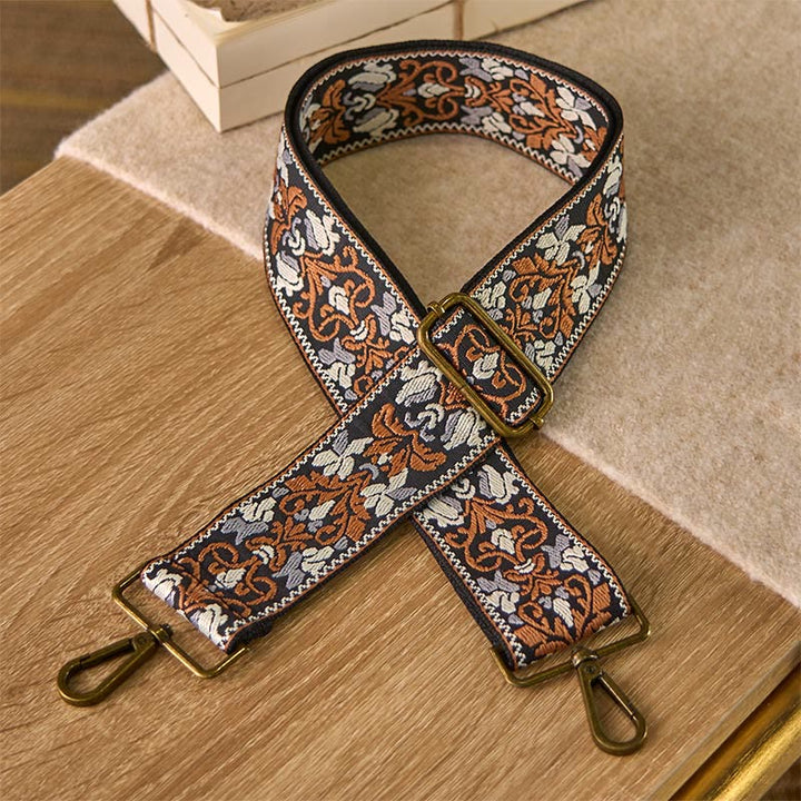 Buddha Stones Bohemian braune Blumenranken verstellbare Handtaschen-Schulterriemen / Umhängetaschen-Trageriemen (Ersatz) - Braun - 70-135 cm * 5 cm - image 0