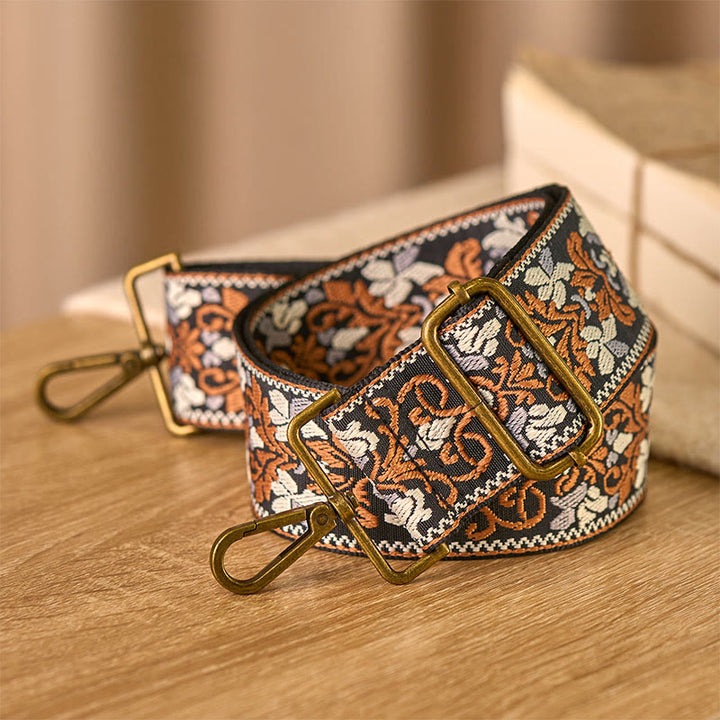 Buddha Stones Bohemian braune Blumenranken verstellbare Handtaschen-Schulterriemen / Umhängetaschen-Trageriemen (Ersatz) - image 3