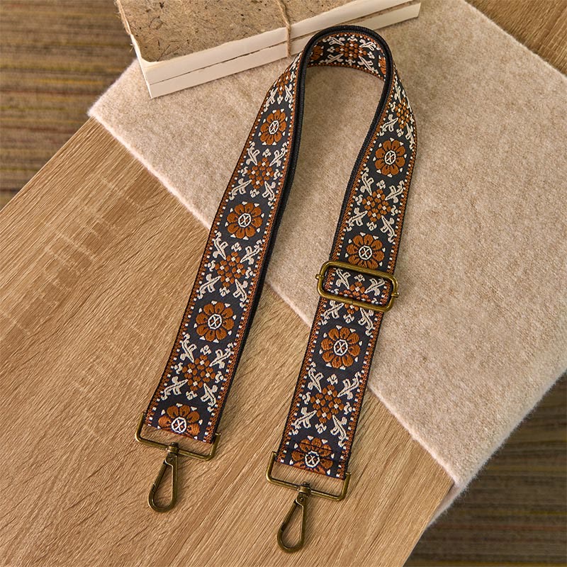 Buddha Stones Boho Braunes Blumenmuster Geometrische Verstellbare Handtaschen Umhängetaschen Schultergurte Ersatz - image 1