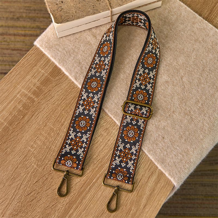 Buddha Stones Boho Braunes Blumenmuster Geometrische Verstellbare Handtaschen Umhängetaschen Schultergurte Ersatz - image 1