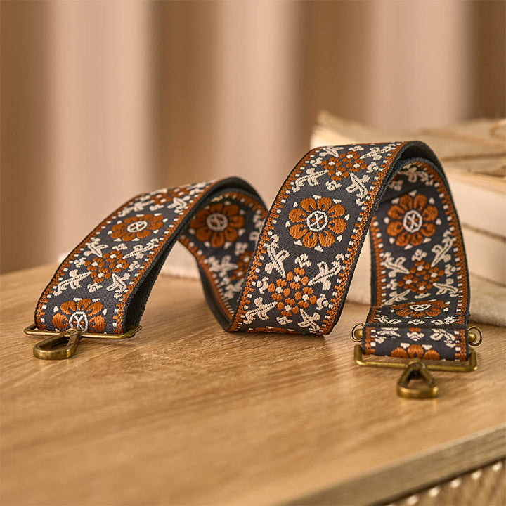 Buddha Stones Boho Braunes Blumenmuster Geometrische Verstellbare Handtaschen Umhängetaschen Schultergurte Ersatz - image 2